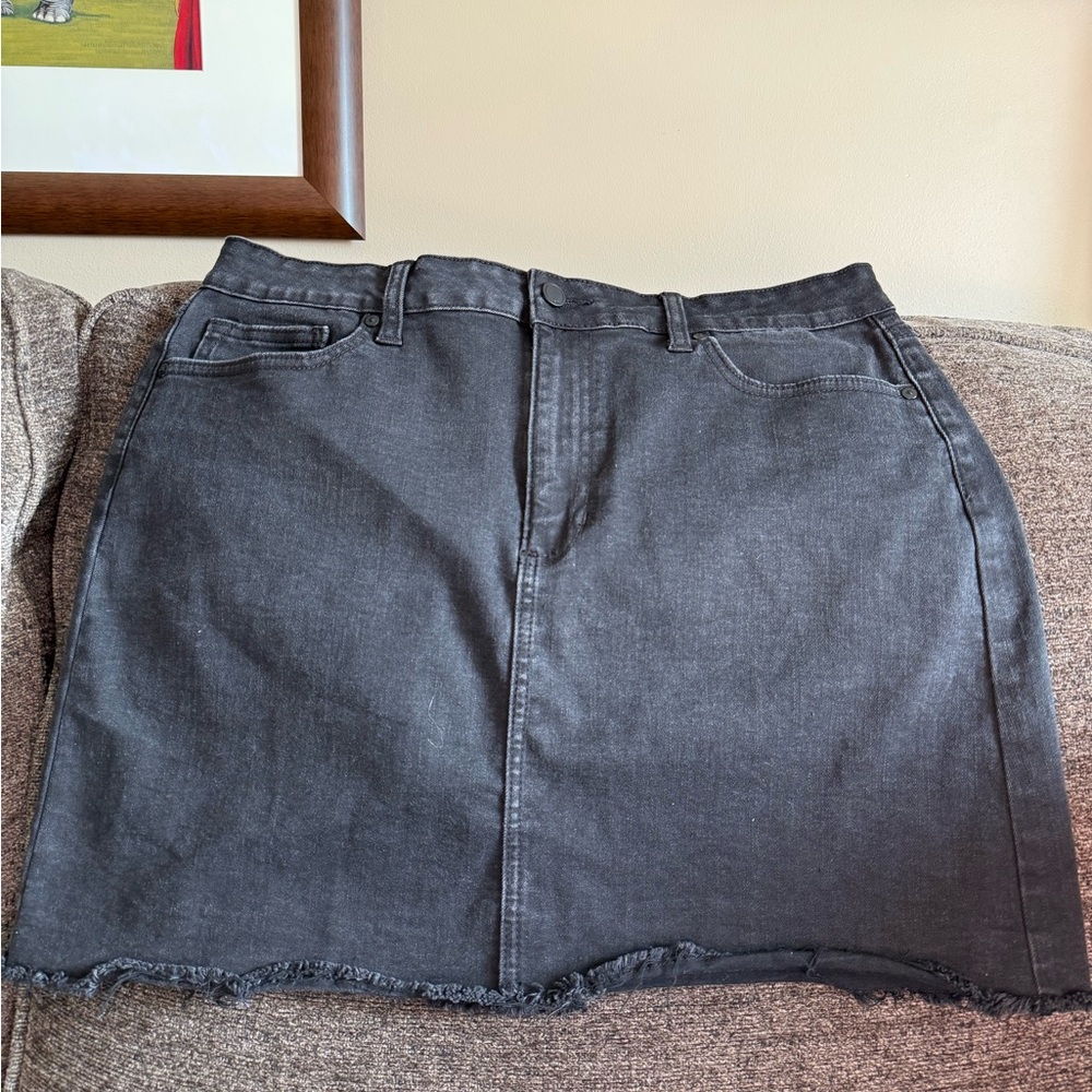Just Black Dark Gray Denim Mini Skirt